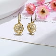 thumbnail image 6 of 14K Yellow Gold Plated Caged with Crystals from Swarovski Rose Lever Back Earrings, 6 of 7