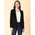 thumbnail image 3 of Chaqueta de gamuza sintética Allegra K Cárdigan outwear drapeado solapa frontal abierta Negro S, 3 of 6