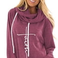 thumbnail image 2 of Sudaderas con capucha de manga larga para mujer Diseño con estampado de cordón Sudadera cómoda y transpirable para damas Rojo parduzco L, 2 of 5