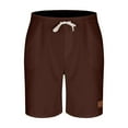 thumbnail image 3 of Summer Mens Shorts Workout Gym Lace-up Elastic Waist Pocket Exercise Fitness Home Half Shorts Pants Lightweight Mens Linen Shorts Wine XL, 3 of 5