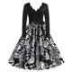 thumbnail image 1 of Disfraces de Halloween con estampado de calavera aterradora para mujer, vestido de fiesta de carnaval, vestido de fiesta de noche de manga larga, vestido de graduación elegante, 1950s, 1 of 4