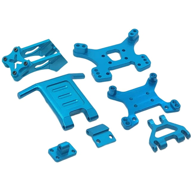 Kit RC Amortiguador delantero y trasero Soporte Alerón trasero para Wltoys 124018 124019 1/12 Azul