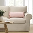 thumbnail image 2 of Home Decor Collection 8" x 20" Pink Striped Ruffle Bolster Decorative Pillow, 2 of 5