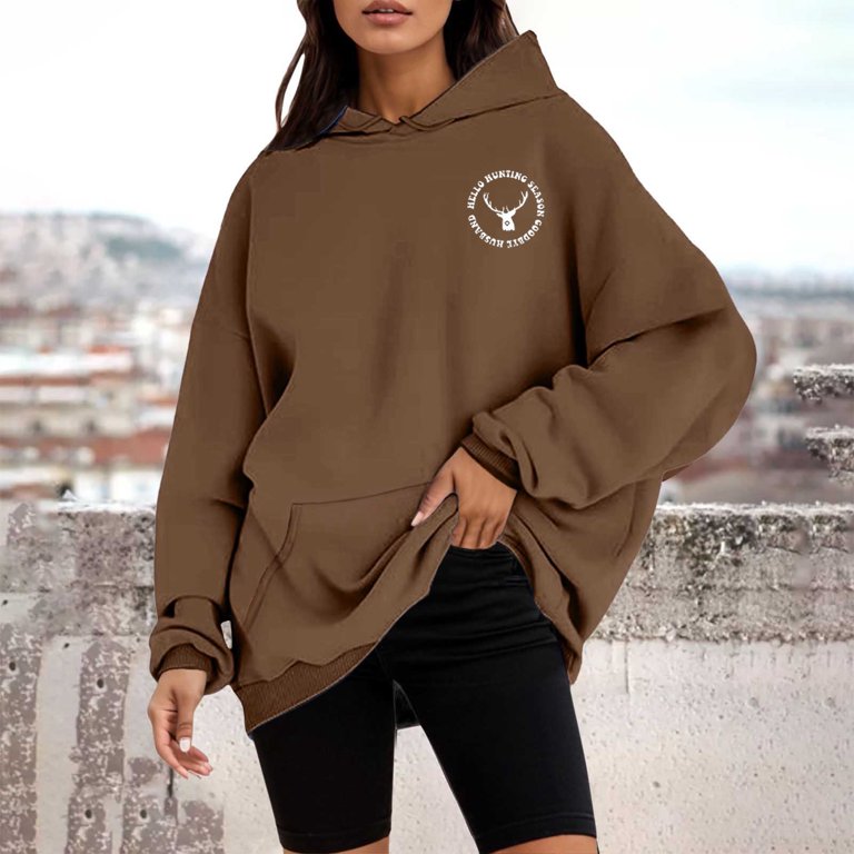 BEUFRI Women's Casual Hoodie - Soft, Loose-Fit Pullover With Pocket In Coffee Color (Small)