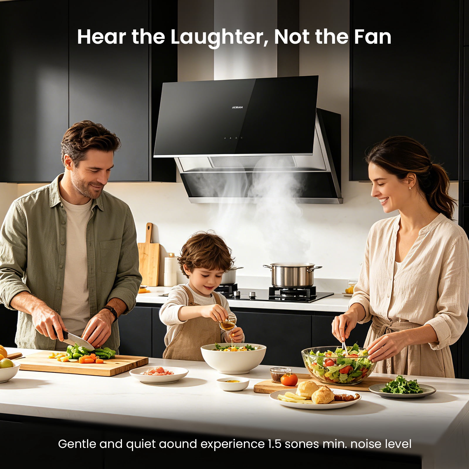ROBAM 30”Under Cabinet Range Hood, 850 CFM Powerful Suction, Side-Draft Design with Touch Control, Dishwasher Safe Filter, Tempered Glass Surface Vent Hood 3 Speed Exhaust Fan