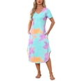 thumbnail image 2 of INSPIRE CHIC Women's Nightgown V Neck Short Sleeve Long Nightshirt Spring Summer Lounge Dress with Pocket M Colorful Tie Dye, 2 of 6
