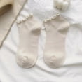 thumbnail image 2 of Ticikt Women's Ruffle Ankle Socks, Thin Soft Cotton Casual Socks for Daily Wear,Beige, 2 of 3