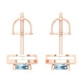 thumbnail image 4 of 1.18Ct Round Cut Halo Studs Natural Swiss Blue Topaz 18K Rose Solid Solid Gold Everyday Dainty Earrings Screw Back, 4 of 7