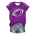 thumbnail image 5 of Game Day T-Shirts Women Sequin Football Love Heart Printed Short Sleeve Crewneck Tops 2025 Trendy Casual Classic Fit Tees Z002-Purple L, 5 of 5
