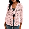 thumbnail image 3 of Xuyuer Women's Elegant Long Sleeve Lace Open Front Cardigan - Casual Lightweight Layering Piece for Summer Style, 3 of 8