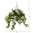 thumbnail image 2 of Nearly Natural 3ft. Poinsettia and Variegated Holly Artificial Plant in Metal Hanging Bowl, 2 of 5