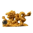 thumbnail image 2 of Estatua de dragón jugando con cuentas, figura de mascota de té, adorno de mascota de té, centro de mesa artesanal Oro, 2 of 9