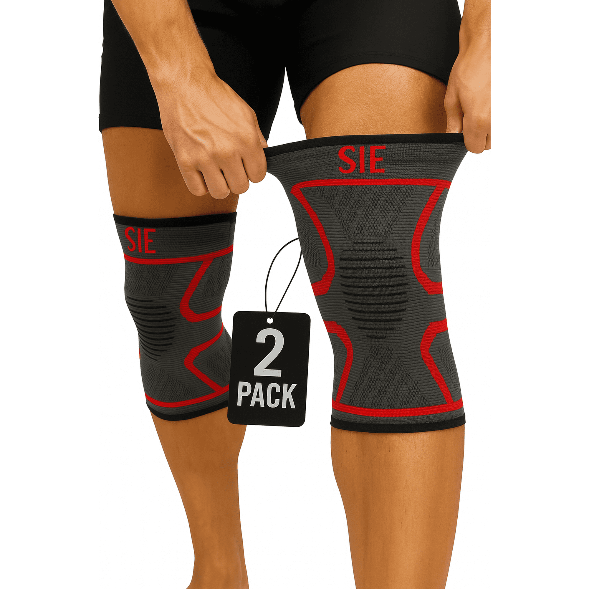 Special Essentials 2 Pack Knee Braces for Men and Women - Compression Sleeves for Pain Relief, Support for Meniscus Tears, ACL, and Arthritis - Effective for Gym and Weightlifting