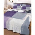 thumbnail image 3 of Quilts Twin XL Size, Purple Grey Soft Comforter Bedding Set for Bed, Modern White Graffiti Square Smear Texture Lightweight Quilted Bedspread with Pillow Cover(2 Pieces) for All Season, 68x98 Inch, 3 of 6