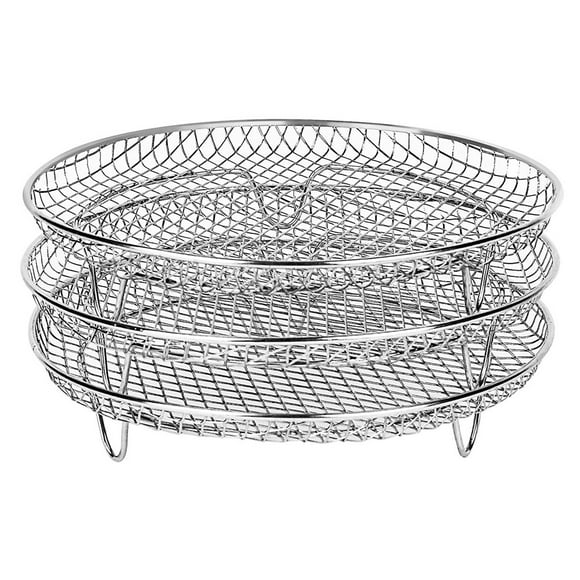 8-Inch 3-Layers Fryer Rack Stackable Grid Grilling Rack Stainless Steel Round Rack for Home Kitchen Oven Cooker
