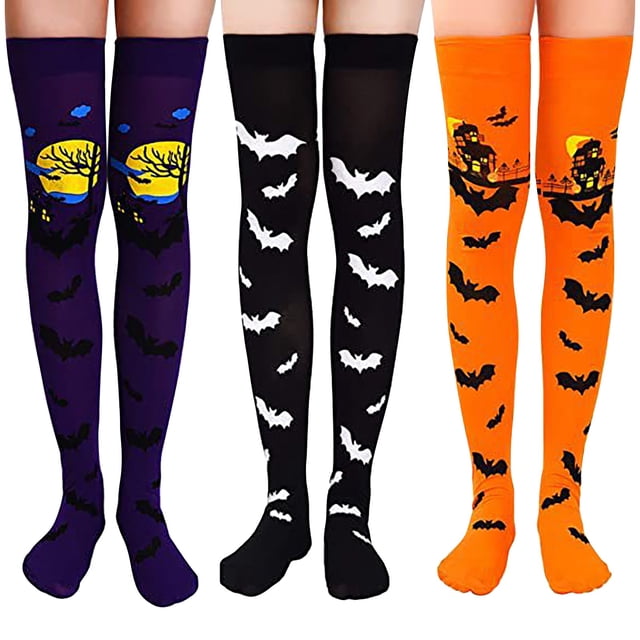 Halloween Socks For Women Girls Bats Print Colorful Pattern Novelty Cute
