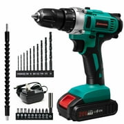 Kinswood 3/8" Cordless Brushless Drill Power Drill Driller Set Lithium-Ion Battery Power