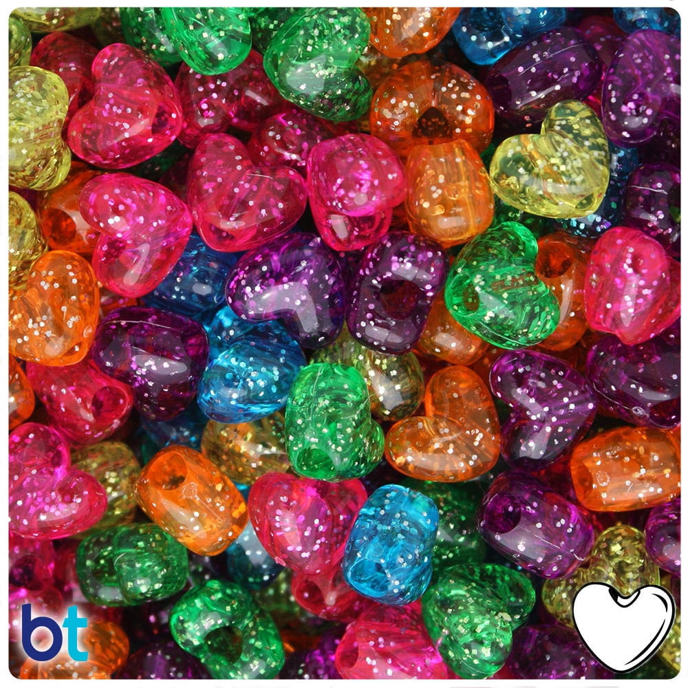 12mm Heart Confetti Silicone Beads