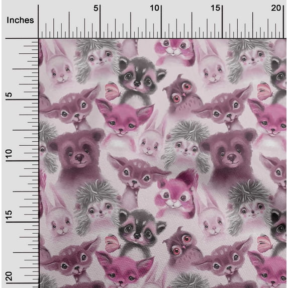 oneOone Polyester Lycra Pink Fabric Animals Watercolor Fabric For Sewing Printed Craft Fabric By The Yard 56 Inch Wide
