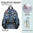 thumbnail image 5 of Cartoon Construction Vehicles Clouds Navy Pattern Backpack for School,Cute School Bag,Schoolbag with Adjustable Shoulder Straps & Padded Back,15.25"x11.5"x5.25", 5 of 5