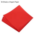 thumbnail image 3 of Papel de Origami Uxcell de doble cara para proyectos de arte y manualidades para principiantes, 50 hojas, rojo brillante, 8x8 pulgadas, 3 of 5
