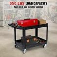thumbnail image 3 of AKDSteel 2-Shelf Heavy Duty Utility Cart – 550lb Capacity, Plastic Rolling Service Cart with Brakes, Lipped Shelves & Ergonomic Handle for Warehouse, Garage, Janitorial Use, 3 of 7