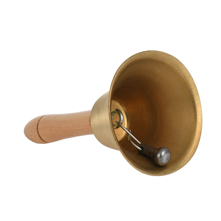 Brass Hand Bell Loud Call Bell Handbell Desk Ringbell with Wooden Handle  for Wedding Festival Decoration Food Line School Hotel Sercive
