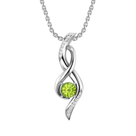 Silver Infinity Necklace with Peridot