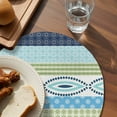 thumbnail image 3 of Blue Green Geometric Round 13 Inch Placemats Set of 8, Boho Vintage Country Flowers Leaves HeatResistant Non Slip Place Mats for Dining Table, Wipeable Braided Kitchen Table Mats for Housewarming, 3 of 9