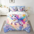 thumbnail image 2 of Castle Fairy Cute Unicorn Twin Bedding Sets,Kawaii Rainbow Animal Bedding Comforter Set, 2 of 8