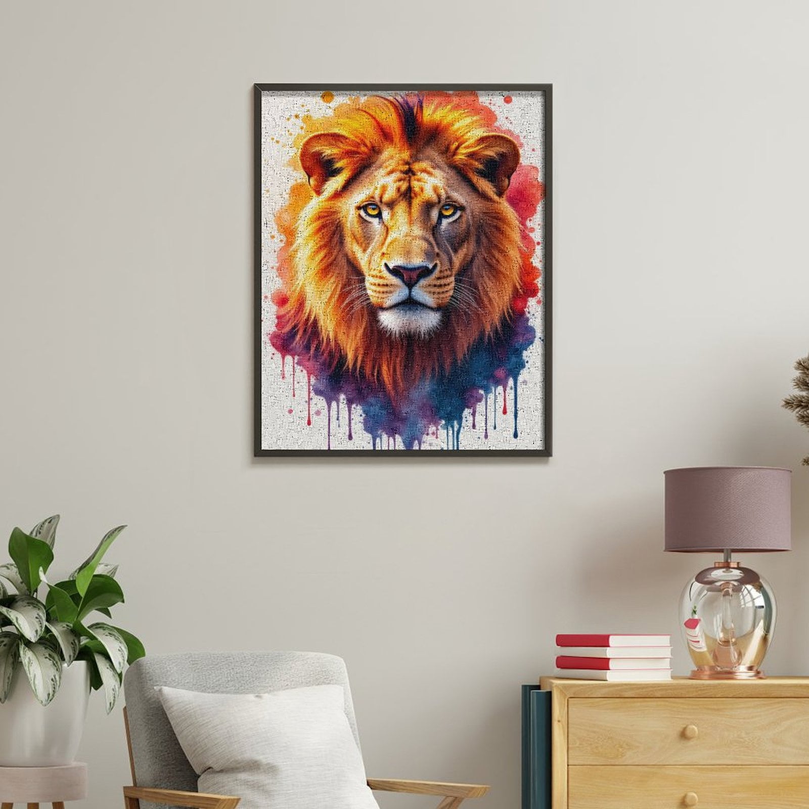 Paint By Numbers Kit for Adults Beginner - DIY Lion Colorful Art Splatter Canvas Painting Kits for Adults, Frameless Paint By Number for Adults for Home Wall Decor 16x20 Inch