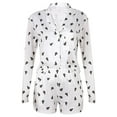thumbnail image 4 of HUBERY Women Lapel V Neck Tree Pattern Long Sleeve Pocket Sleepwear Set, 4 of 8