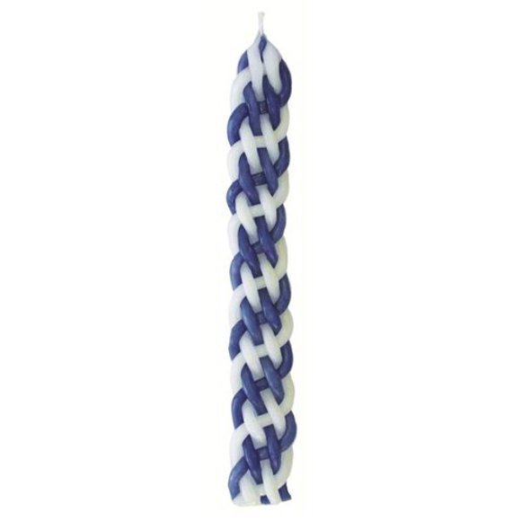Judaica Place Shalhevet Havdalah Candle Shiny Blue & White 11"