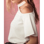 EXPRESS Deconstructed Mock Neck Tee Top Blouse White