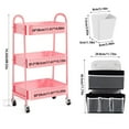 thumbnail image 3 of Baby Diaper Caddy Organizer Cart Metal rolling cart,3 Tier Rolling Storage Cart with Wheels,Baby Essentials for Diapers and Baby Wipes Newborn Essentials Storage Cart (Pink), 3 of 10