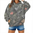 thumbnail image 5 of Women Camo Hoodies Long Sleeve Maple Leaf Print Fleece Oversized Casual Pullover Sweatshirt 2025 Fall Preppy Clothes with Pockets, 5 of 6