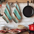 thumbnail image 6 of Turquoise Brown Kitchen Towels Set of 1, Watercolor Modern Abstract Striped Absorbent Dish Towels for Kitchen, Microfiber Hand Towel, Quick Drying Tea Towel for Cleaning Decorative Dishcloths, 6 of 7