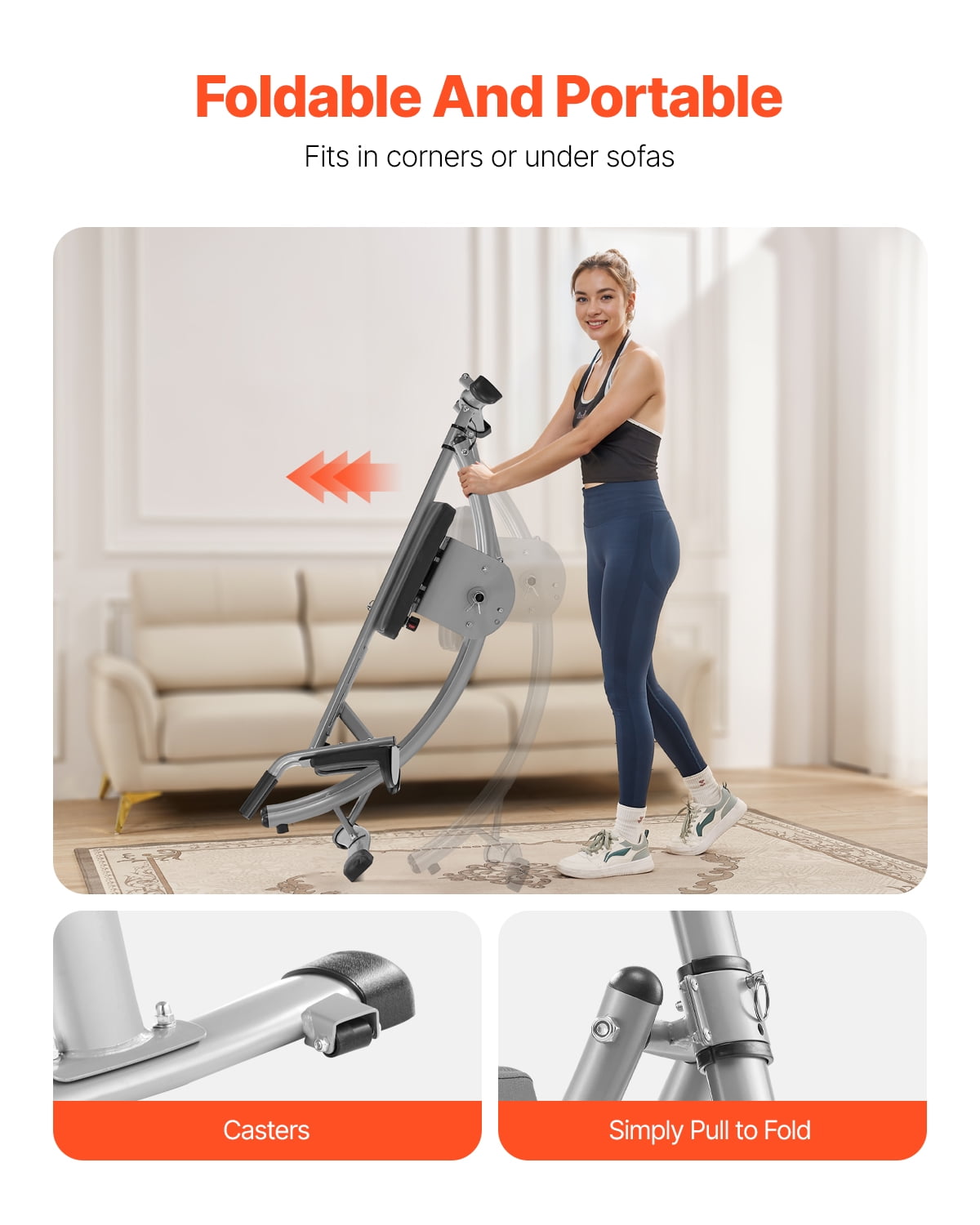 KFFKFF Core Exercise Device, Home Gym Abdominal Gear, Women's Core & Abdominal Training Equipment, 300 lbs Load Limit Strength Conditioning Ab Cruncher, Adjustable Collapsible Workout Tool