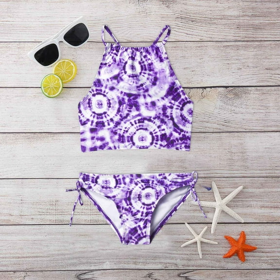 Swimsuit For Girls Cute Beach Sport Girls' Swimsuit 2-Piece Outfits Girls Swimwear Purple 160/(13-14 Years)