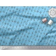 thumbnail image 3 of Soimoi Blue Heavy Satin Fabric Floral Alphabet Text Print Fabric by the Yard 56 Inch Wide, 3 of 3