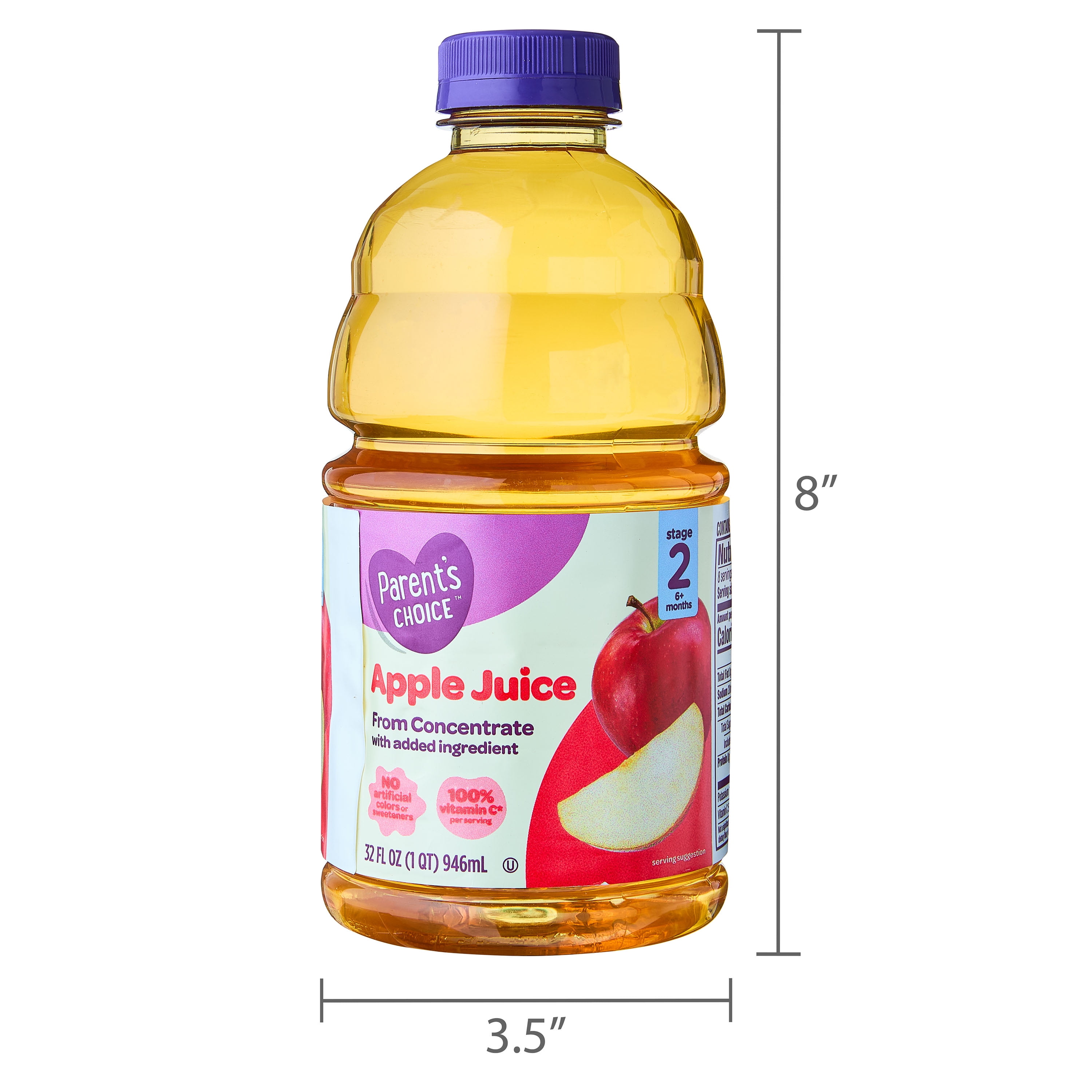 (12 pack) Parent’s Choice Apple Juice from Concentrate, 32 fl oz