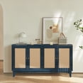 thumbnail image 2 of Softly Lacquer Finishes Accent Storage Cabinet Sideboard Wooden Cabinet with Antique Deep Blue 4Doors for Hallway, Entryway, Living Room, Bedroom 83482, 2 of 9