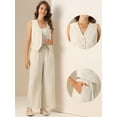 thumbnail image 2 of DARING DIVA Women's Button Front Vest Wide Leg Pants Matching Sets XS Apricot, 2 of 6