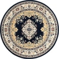 thumbnail image 1 of Unique Loom Narenj Medallion Textured Area Rug 5' x 5' Round Navy Blue/Tan, 1 of 1