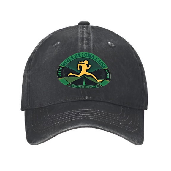 Vintage Distressed Baseball Cap with Running Emblem " RUN A FAMILY " 2018 Curved Brim Dad Hat for Men & Women