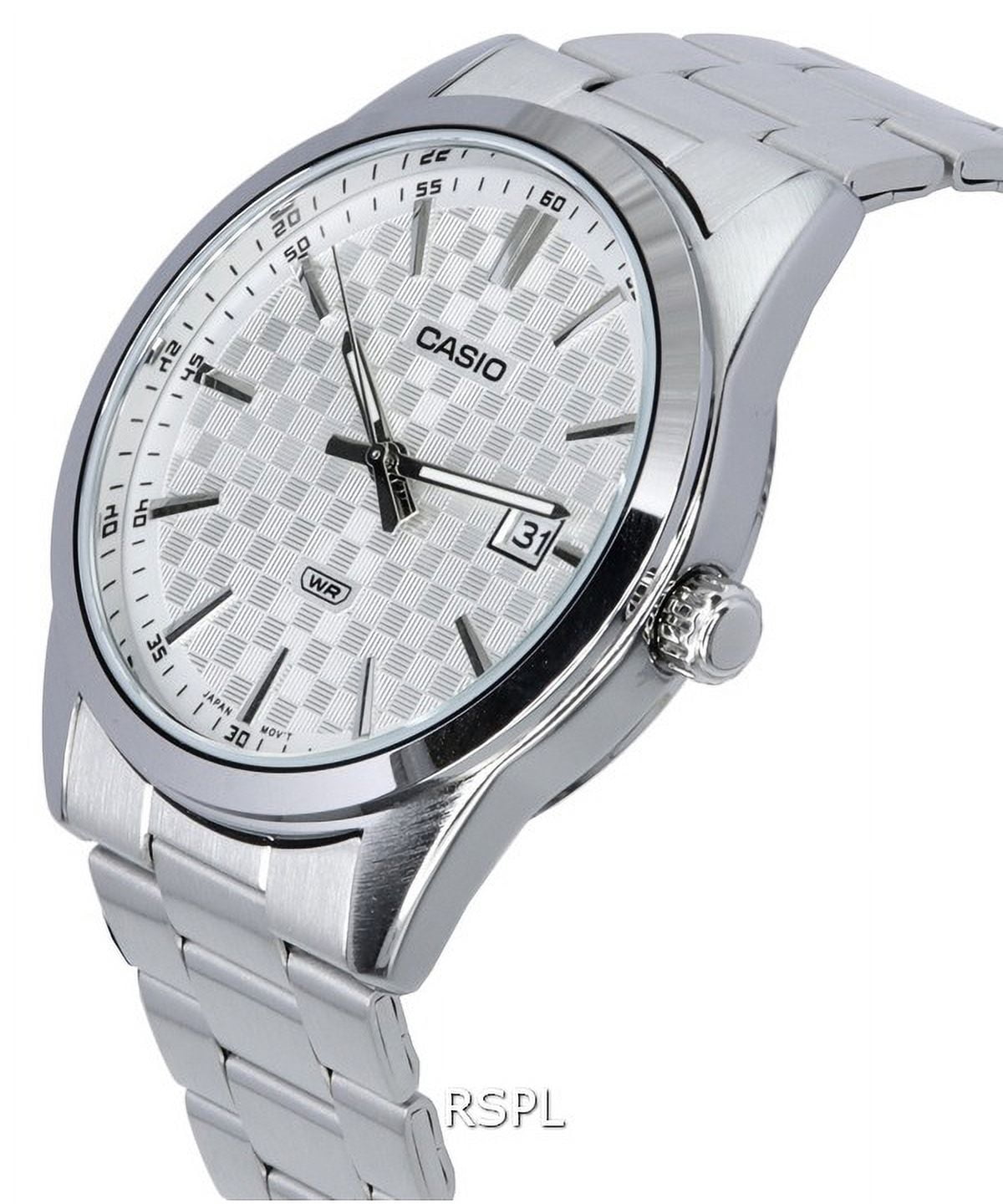 Casio Men’s Silver Stainless Steel Watch with Textured Silver Dial -