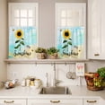 thumbnail image 3 of 3 Piece Kitchen Curtains and Valances Set Farm Sunflowers Cafe Curtains 24 Inch Length Idyllic Country Botanical Bee Turquoise Valance & Tier Curtain for Living Room Bedroom Window 54"x18"+27"x24"*2, 3 of 6