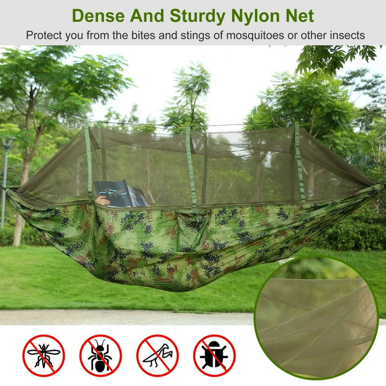 Camping Hammock, Portable Double Hammock with Net, 600LBS Load