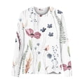 thumbnail image 4 of IROINNID T-shirt Long Sleeve en Polyester Réduit pour Femme, Imprimé à Col Rond, Blanc, 4 of 5