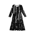 thumbnail image 5 of XADYUY Maxi Dresses for Girls 10-12 10-12 Casual A-Line Long Sleeve Girls Long Dresses Striped Crew Neck Sundresses Flowy Tiered Dresses with Pockets,Black, 5 of 5